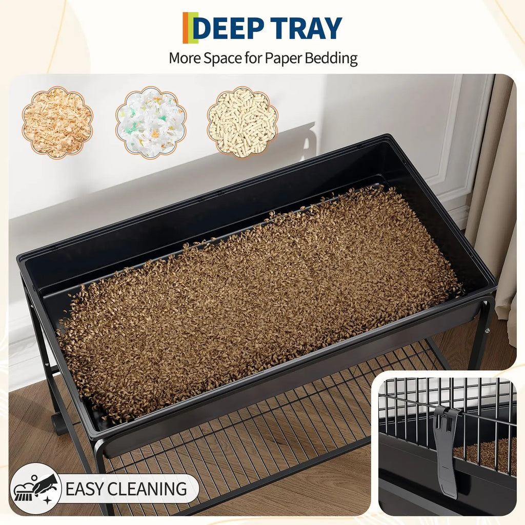 35.3"H Kit With Removable Storage Shelf 3Pcs Accessories Portable Small Animal Cage