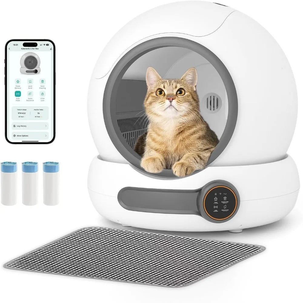 Self-Cleaning Litter Box with a 5.4-inch Low-Entry Design and Dual Safety Guards, for Kittens, Dwarf Cats