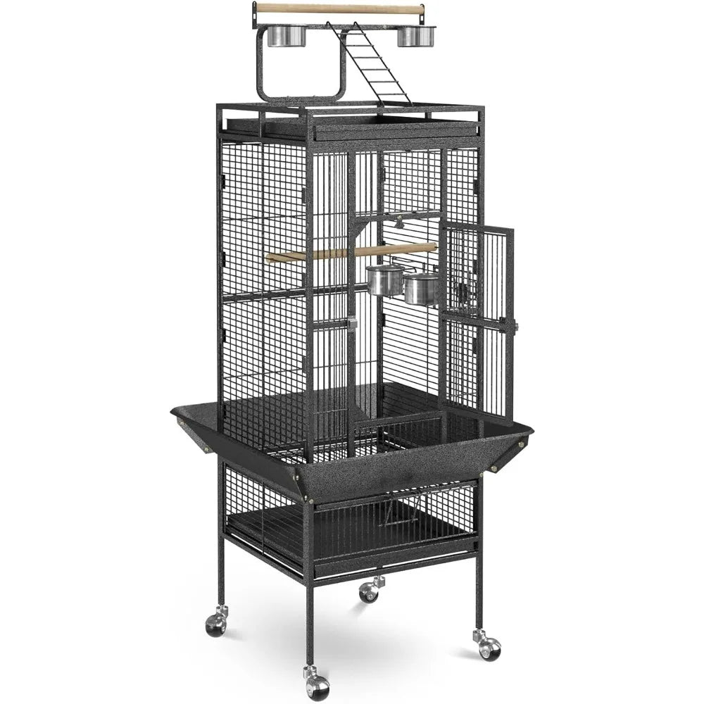 61-inch 2in1 Large Bird Cage with Rolling Stand Play top Parrot Cockatiel Cockatoo Pet House
