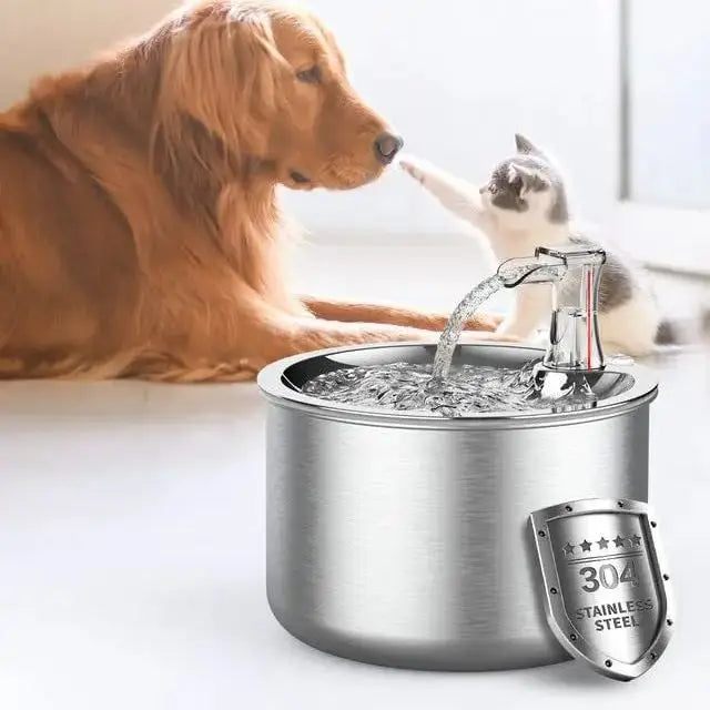2L fully stainless steel pet water dispenser automatic cat water fountain with red water level