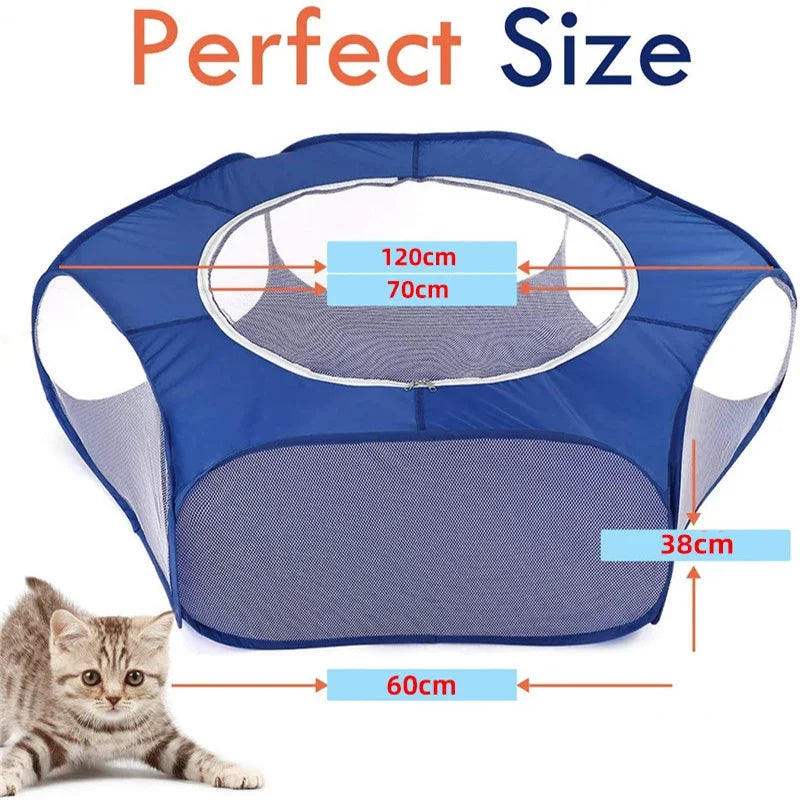 Portable Small Pet Cage Transparent Cat and Dog Cage Tent Pet Playpen Open Folding Yard Fence