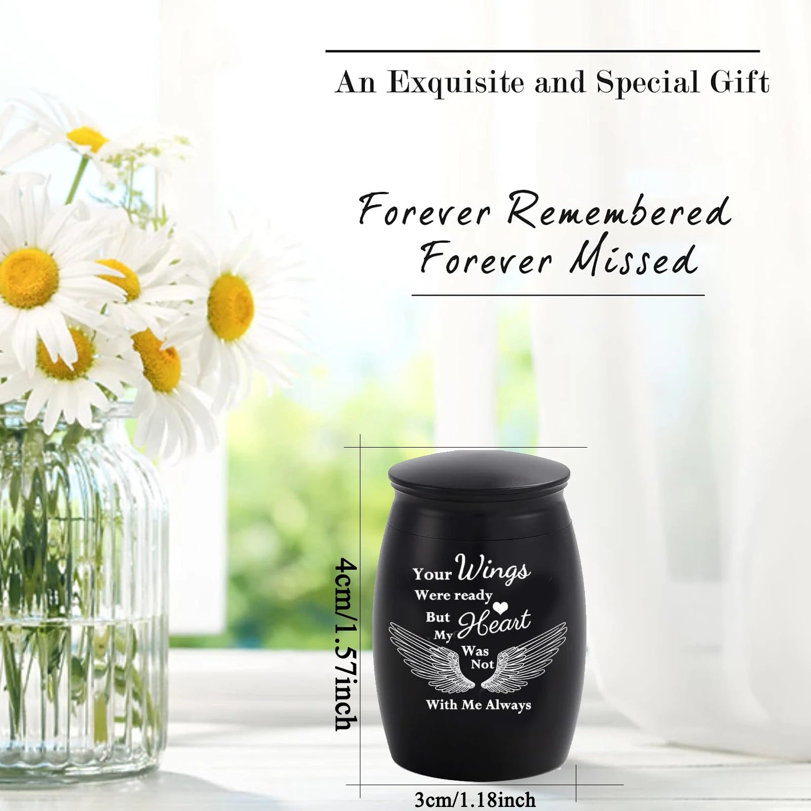 Set of 4 Cremation Mini Urns - 1.57 Inch Small Keepsake Urns for Human/Pet Ashes Memorial Ashes Holder-Your Wings were Ready