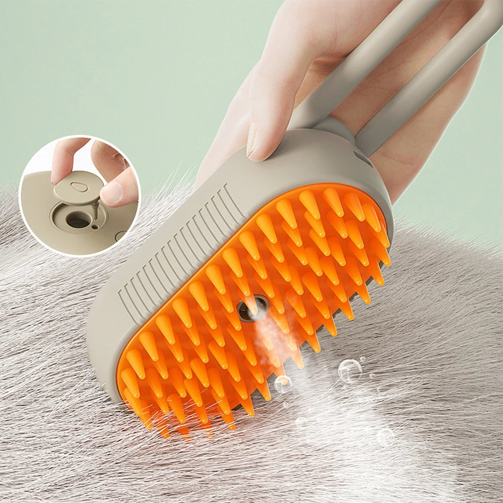 Electric Pet Steam Brush Combs 3 in 1 Rechargeable Cat Dog Water Spray Massage Brush for Cleaning Haired Pets