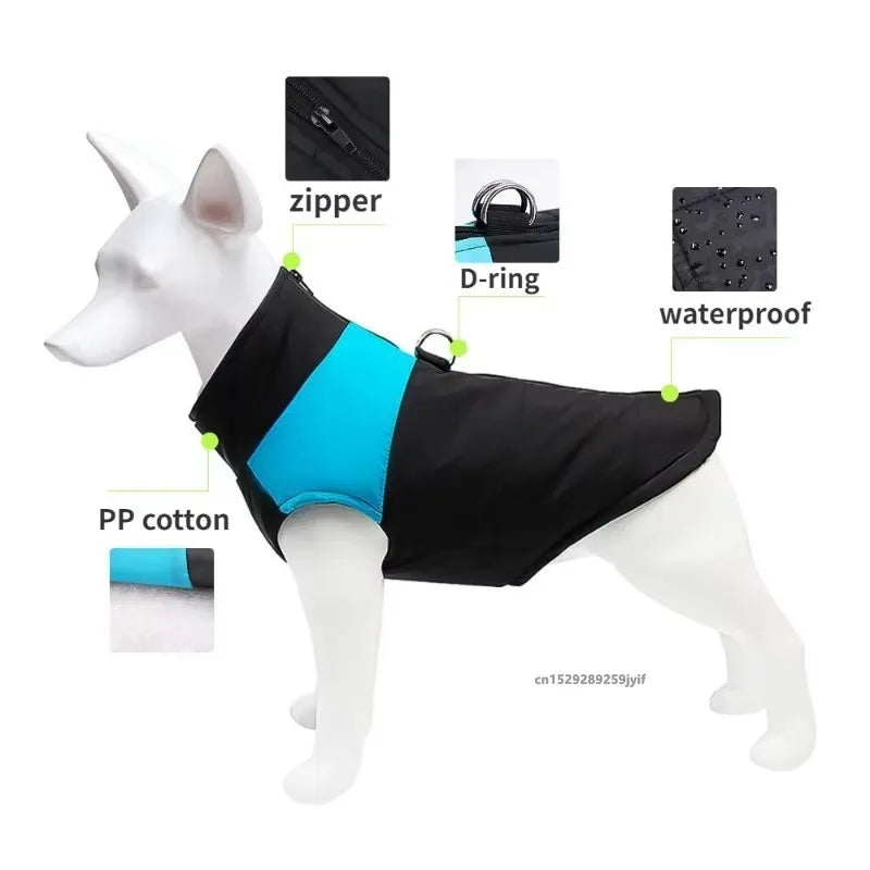 Waterproof Warm Coat Winter Vest Padded Zipper Jacket Dog Clothing for Small Medium Big Dogs Outfit
