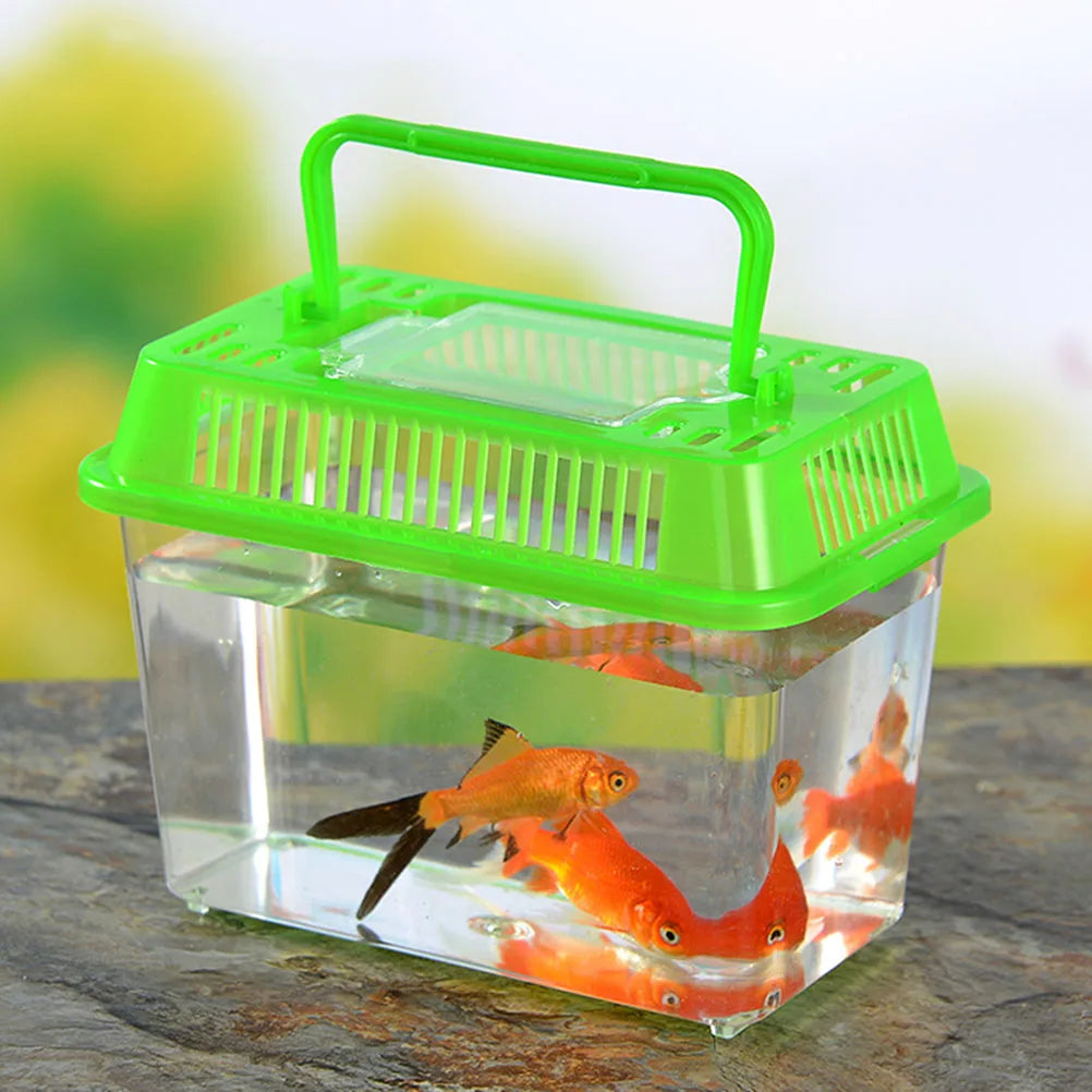 Portable Fish Tank Handheld Aquarium Fish Box Transparent Turtle Box Hamster Case Outdoor Travel