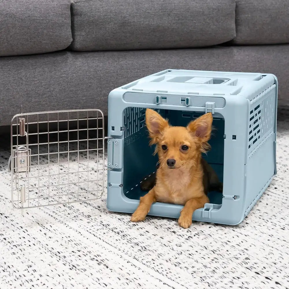 Collapsible X-Small Pet Travel Carrier (Blue), Puppies, Cats, Kittens, Animals up to 20lbs, Wa