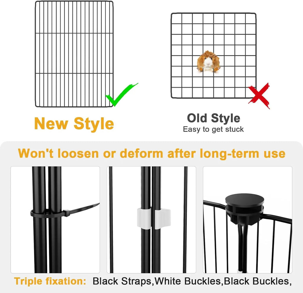 12-Panel Small Animal Playpen with Waterproof Liner & Easy Hooks, 48x24x16 Cage for Guinea Pigs, Rabbits, Hamsters