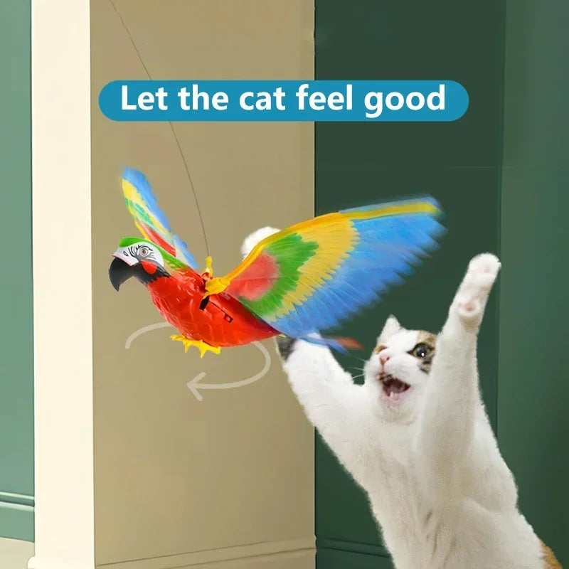 Simulation Bird Interactives Electric Hanging Flying Bird Cat Scratch Rope Pet Toys