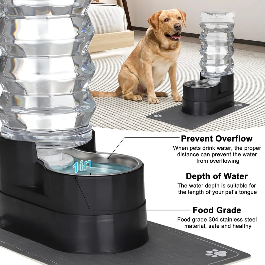 9L Automatic Stainless Steel Gravity Pet Water Dispenser for Large Dogs Indoor/Outdoor