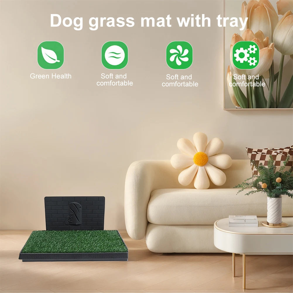 Training Pads with Pee Baffle Dog Grass Pad with Large Tray Reusable Indoor for small and Medium Dogs