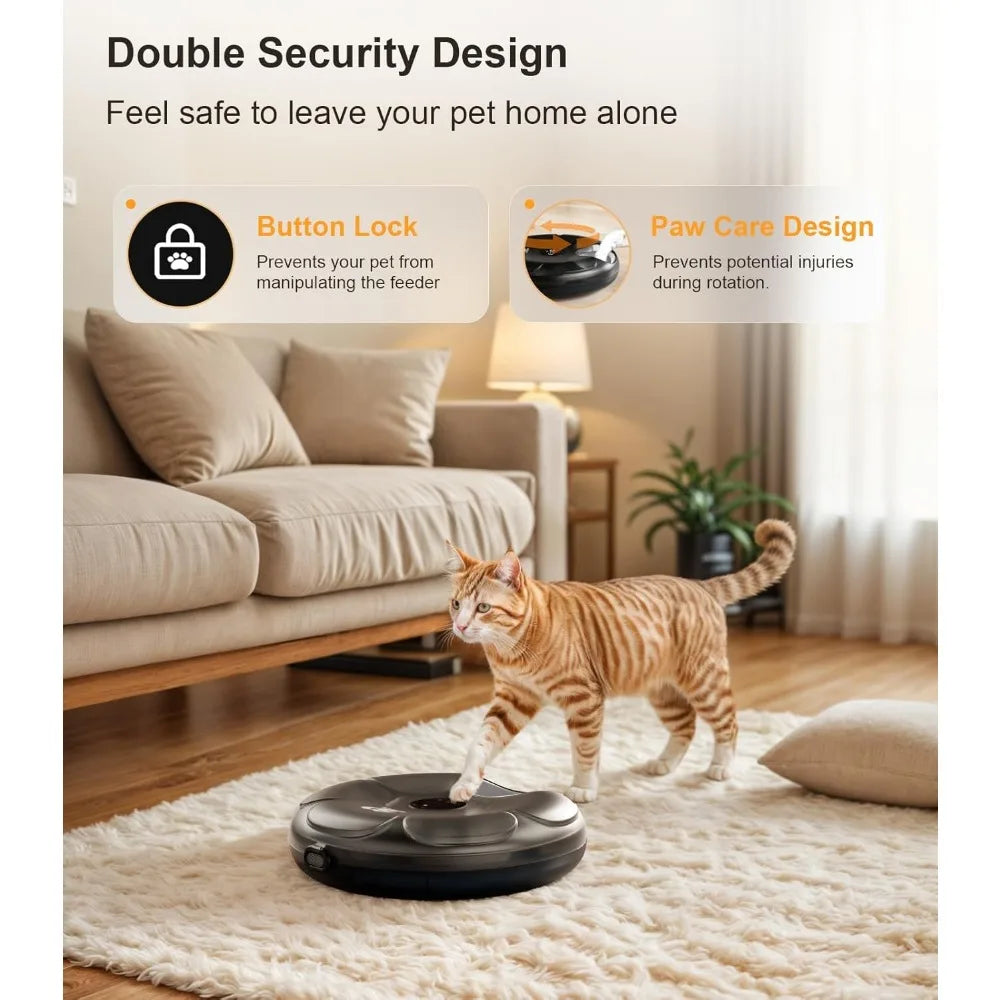 Automatic Feeder Cordless Auto Cat Food Dispenser for Wet Moist Food with 4 Ice Packs Rechargeable