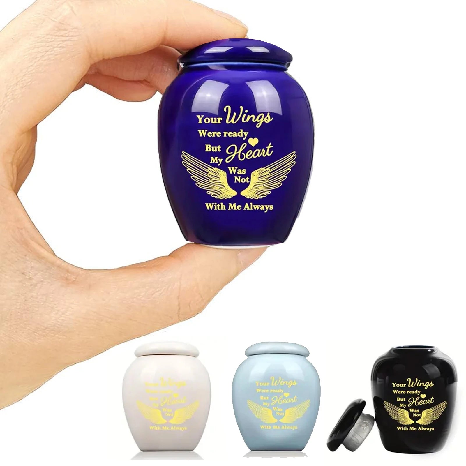 Set of 4 Small Urns for Human Ashes Keepsakes Cremation Ceramic Mini Urns for Human and Pet