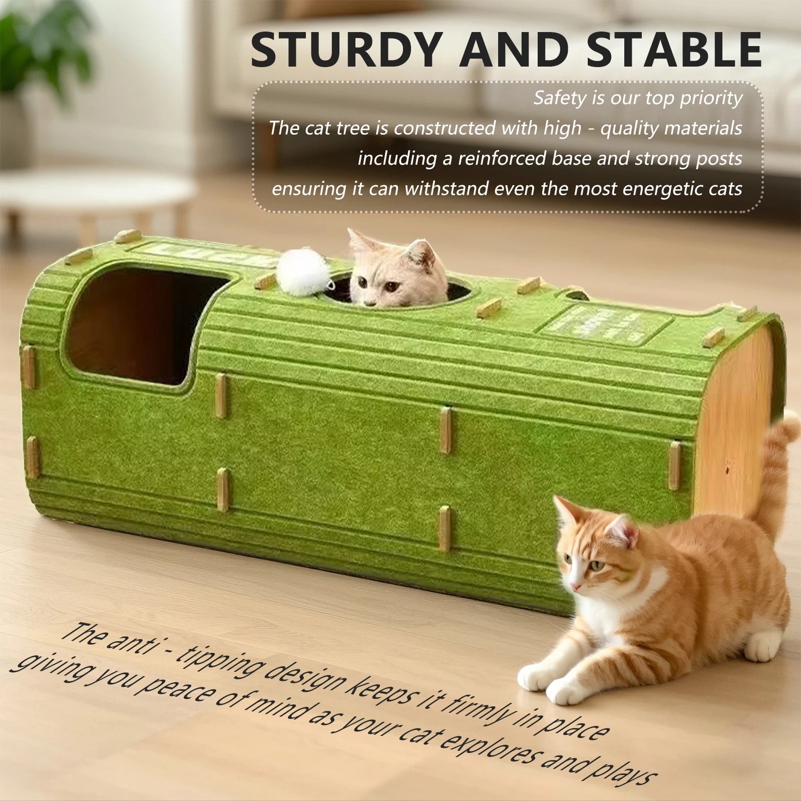 Three-Story Felt Cat Tree, With Scratching Boards  Multi-Story Cat Apartment Tower