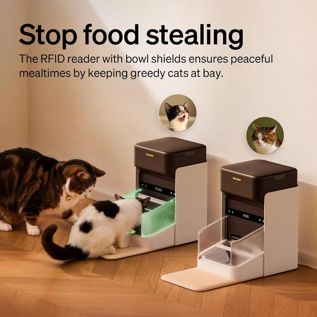 RFID Automatic Cat Feeder with Wi-Fi, Personalized Meals for Multi-Pet Homes and Diet Tracking