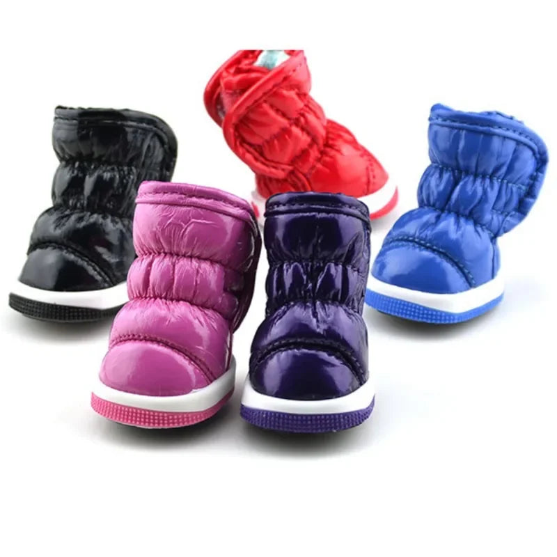 4pcs/set Pet Dog Winter Rain Shoes Waterproof Dogs Warm Snow Boots Non-Slip Shoes For Small Medium Dog Yorkie Shoes
