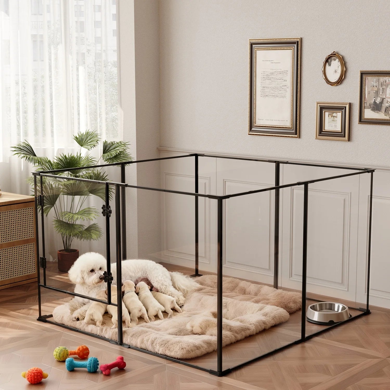 8 Panels Clear Acrylic Dog Playpen Pet Puppy Playpen for Guinea Pig Rabbits Small Animals Whelping Pen Box Exercise Fence