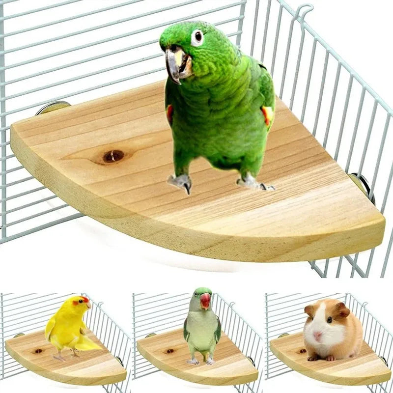 Parrot Bird Wood Perch Stand Platform Rectangle Board Parakeet Hamster Gerbil Rat Cage birdcage Supplies