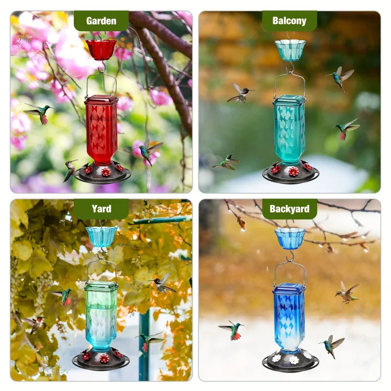 Outdoor Hanging Bird Feeder 10oz Wild Bird Food Dispenser Garden Feeding Station Birdwatching Accessories
