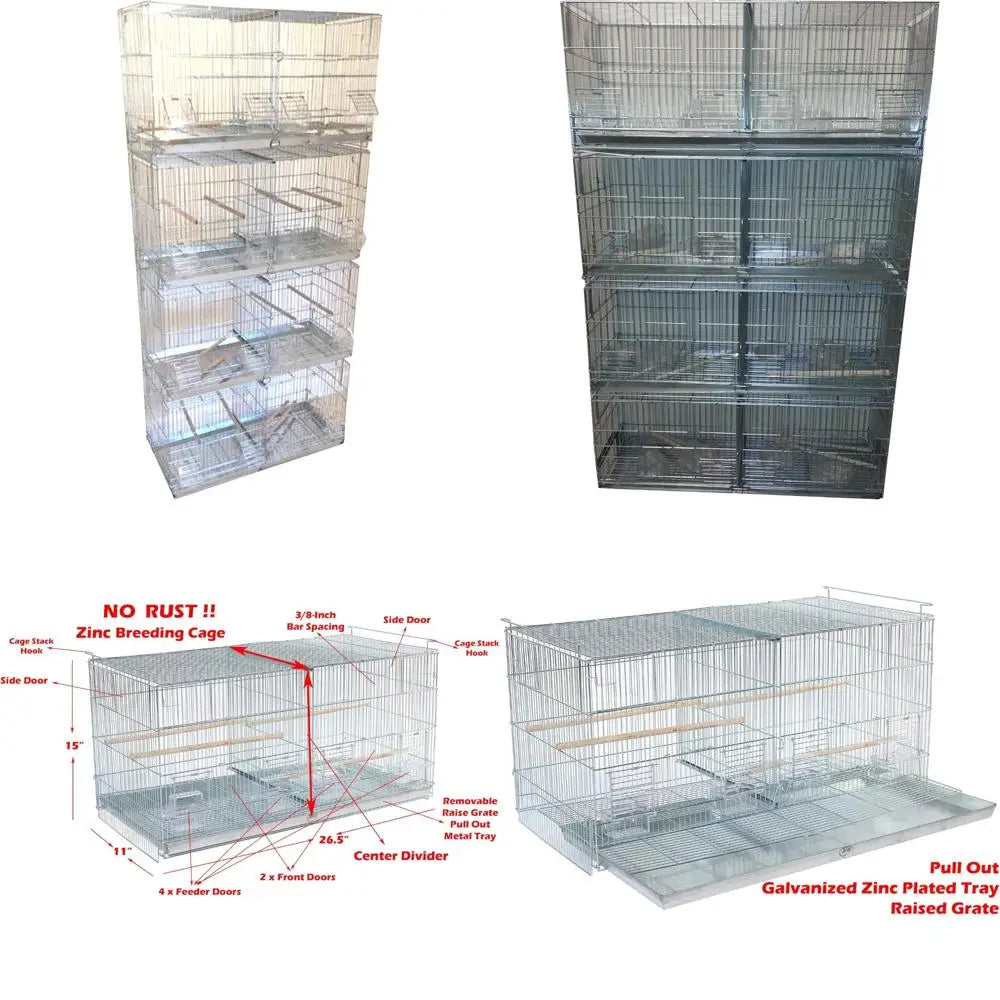 Stainless Steel Galvanized Zinc-Plated Double Breeder Bird Cage with Stack and Lock System
