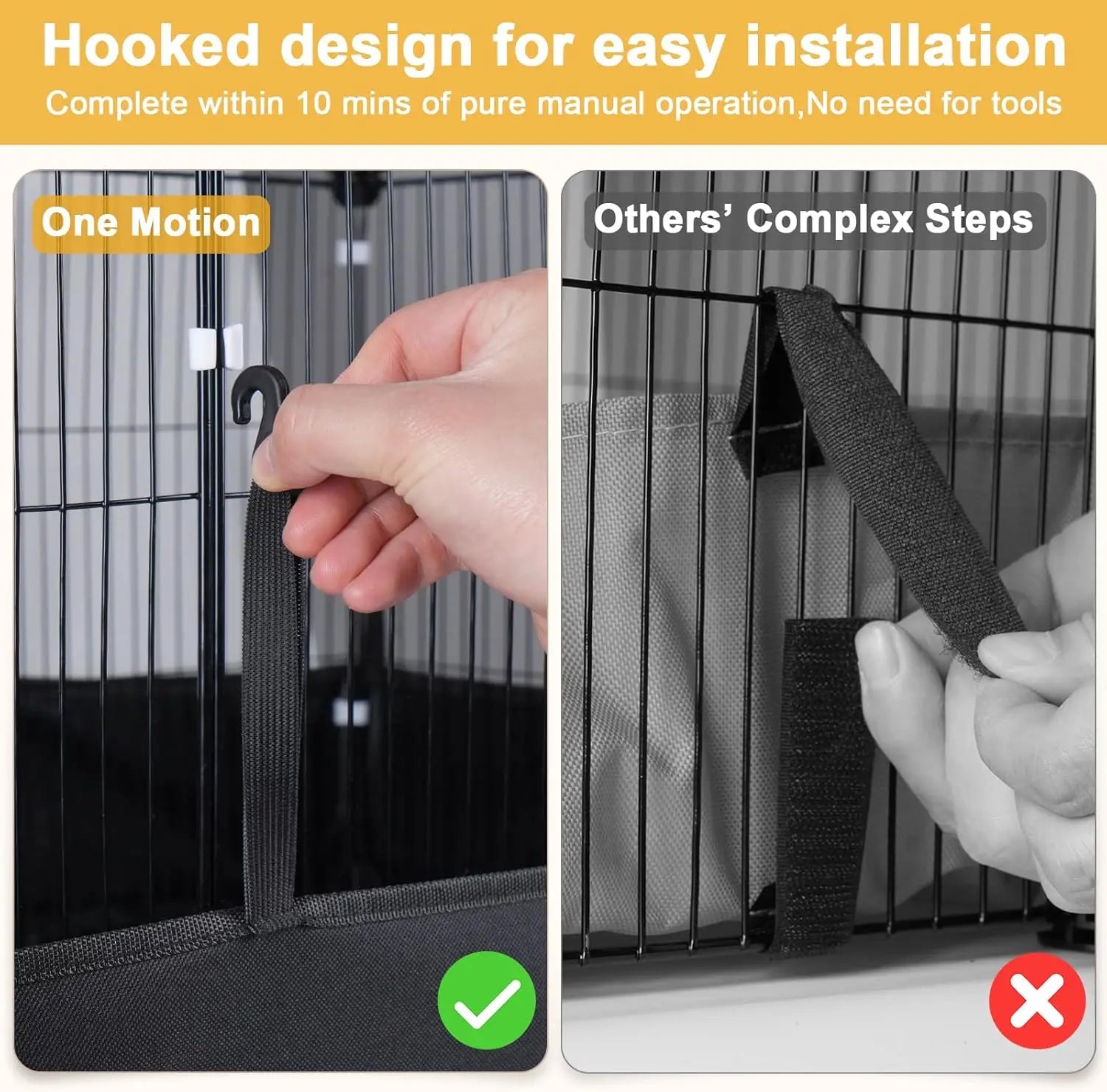 12-Panel Small Animal Playpen with Waterproof Liner & Easy Hooks, 48x24x16 Cage for Guinea Pigs, Rabbits, Hamsters