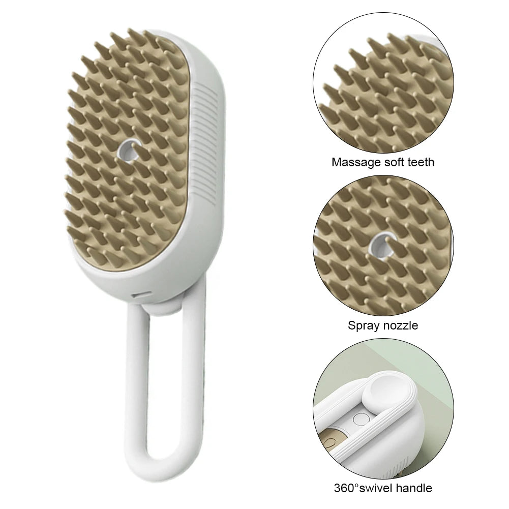 Electric Pet Steam Brush Combs 3 in 1 Rechargeable Cat Dog Water Spray Massage Brush for Cleaning Haired Pets