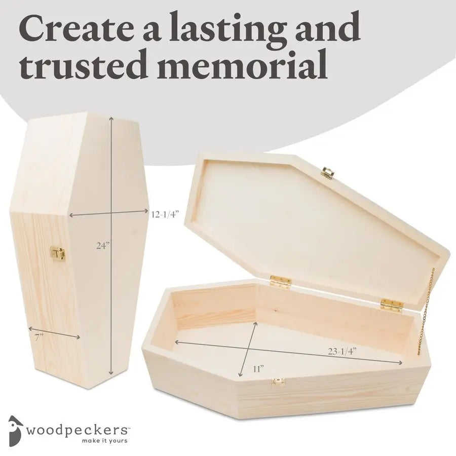 Casket, Wooden Pet Burial Box, 24 Loving Dog Memorial, Strong and Safe Pet Coffin, Dignified Dog Casket, Hinged Lid Cat Casket,