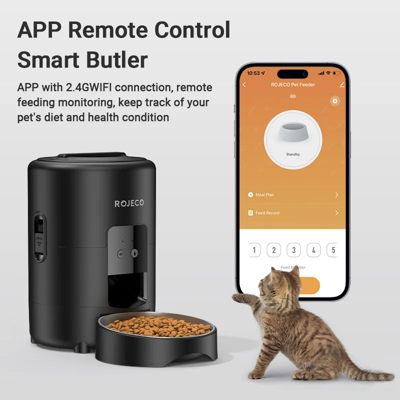 Cat Feeder 2L Smart Pet Food Kibble Dispenser WiFi App Remote Control