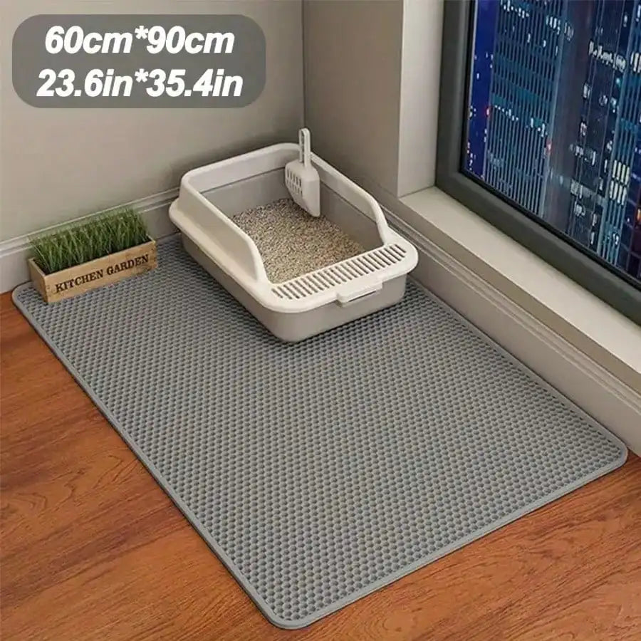 Extra-Large Double-Layer EVA Cat Litter Mat Non-Slip Washable Litter Trapping