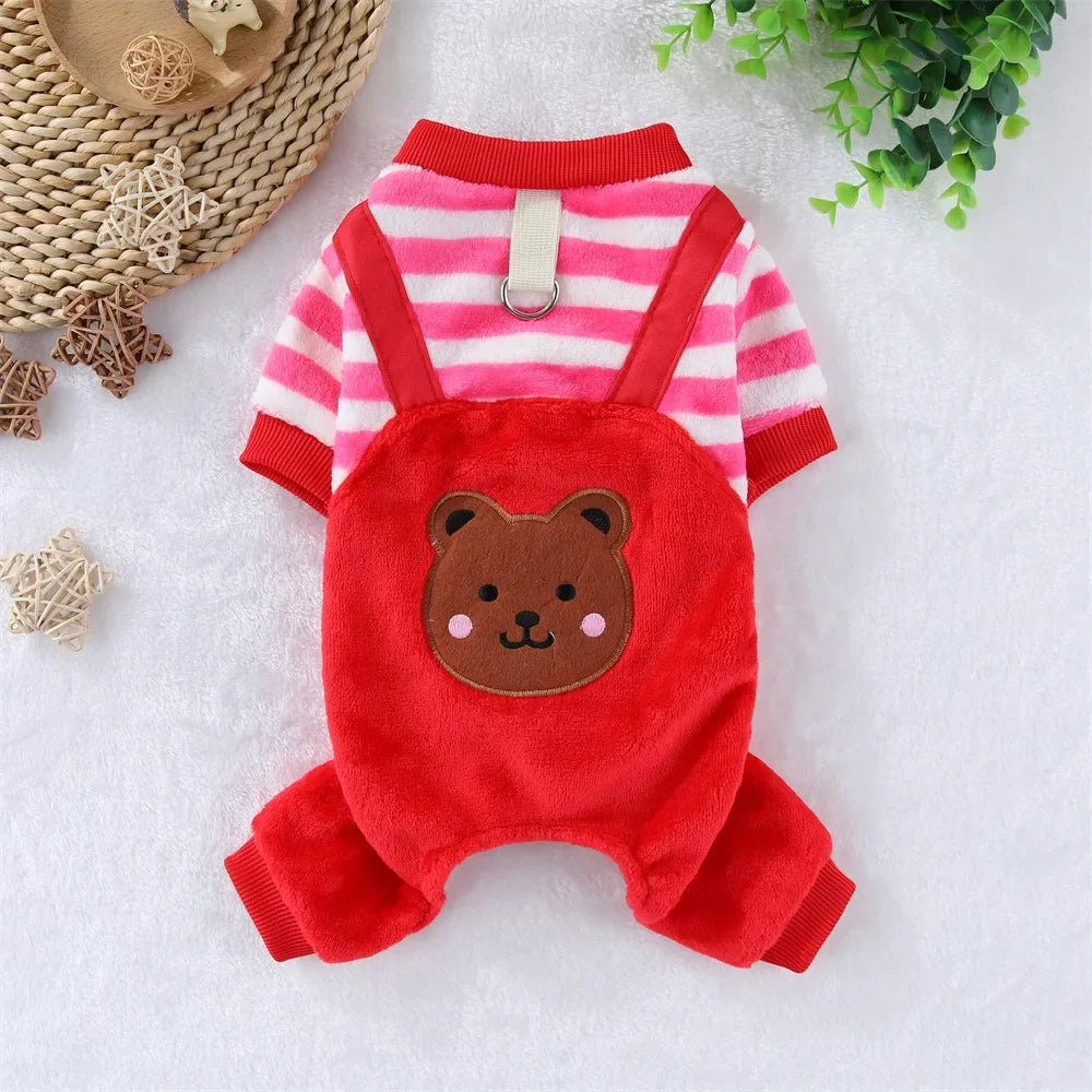 Autumn Winter Pet Dog Soft Fleece Clothes Warm Jumpsuit Coat for Small Medium Large Jacket Sweater with Leash Ring