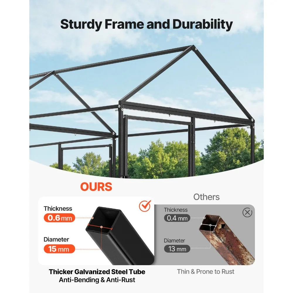 Metal Chicken Coop with Cover for 4-6 Chickens3.3x6.6x3.3 ft Poultry Cage