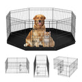 8 Panels Foldable Metal Playpen with Bottom Pad Cover