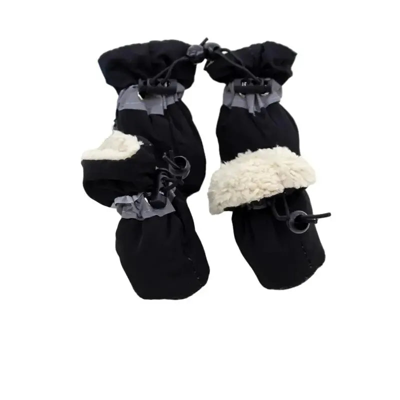 4pcs/set Waterproof Antiskid Winter Warm Plus Velvet Anti-slip Rain Snow Boots For Small Dog Cats Snow Socks
