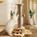 1pcs high-quality cat scratch board rotating platform - wooden fiber chew toy, durable and non shedding