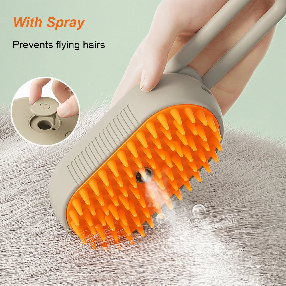 Cat Steam Brush Steamy Dog Brush 3 in 1 Electric Spray Cat Hair Brushes USB Rechargeable