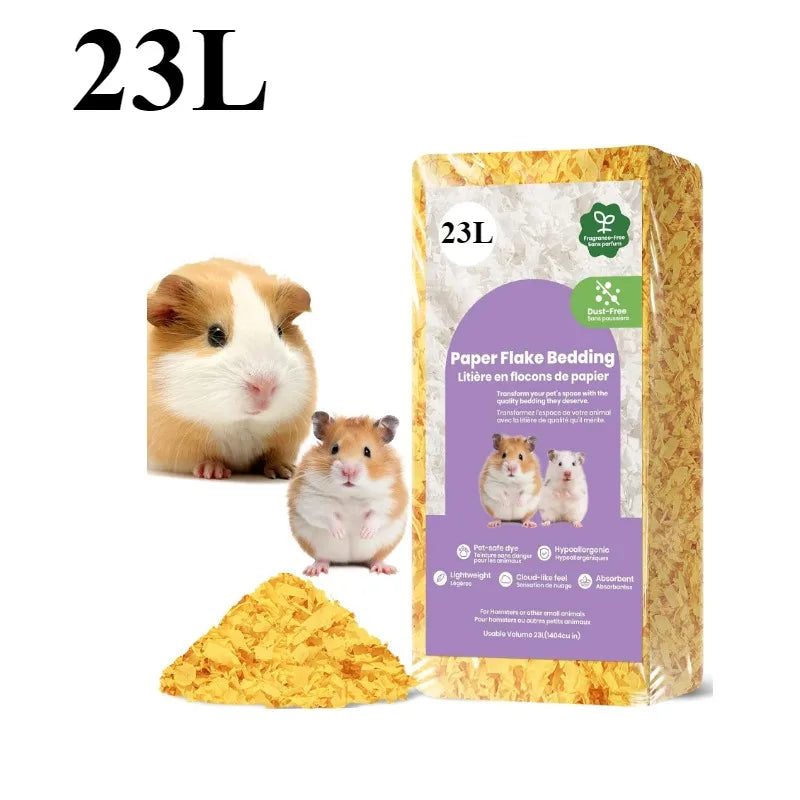 23L/50L Paper Small Pet Bedding Odor Control Dust-Free Moisture Absorbent Natural Shavings Bedding