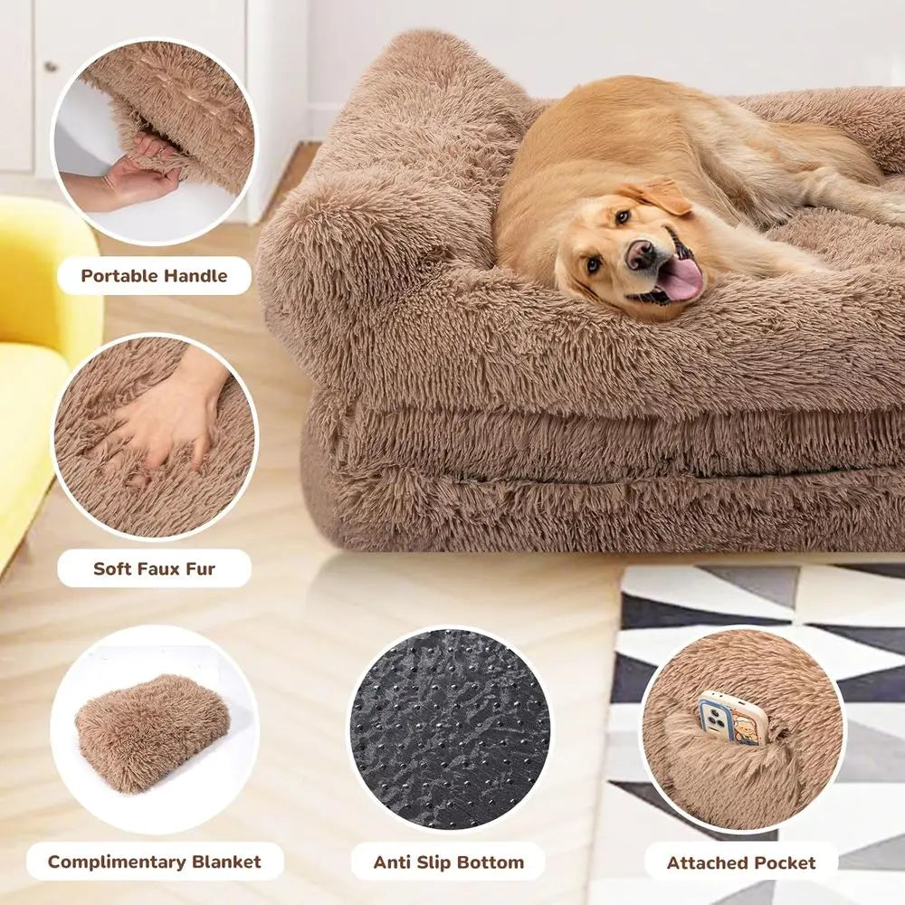Human Dog Bed or Adult, Orthopedic Foam, Waterproof Liner, No Installation (Brown, 72 * 44 * 12 in)