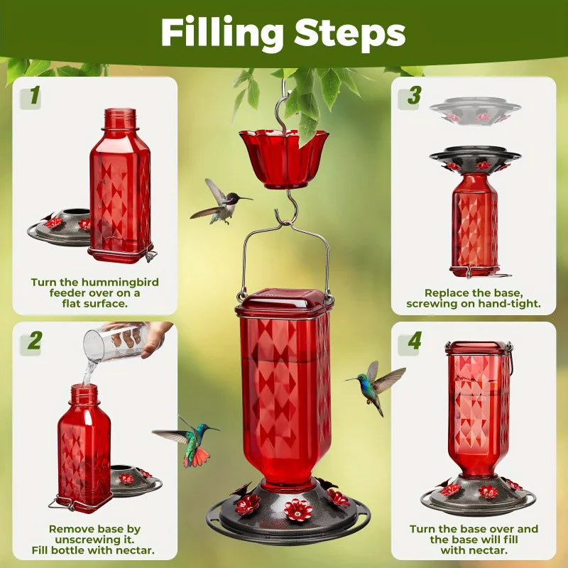 Outdoor Hanging Bird Feeder 10oz Wild Bird Food Dispenser Garden Feeding Station Birdwatching Accessories