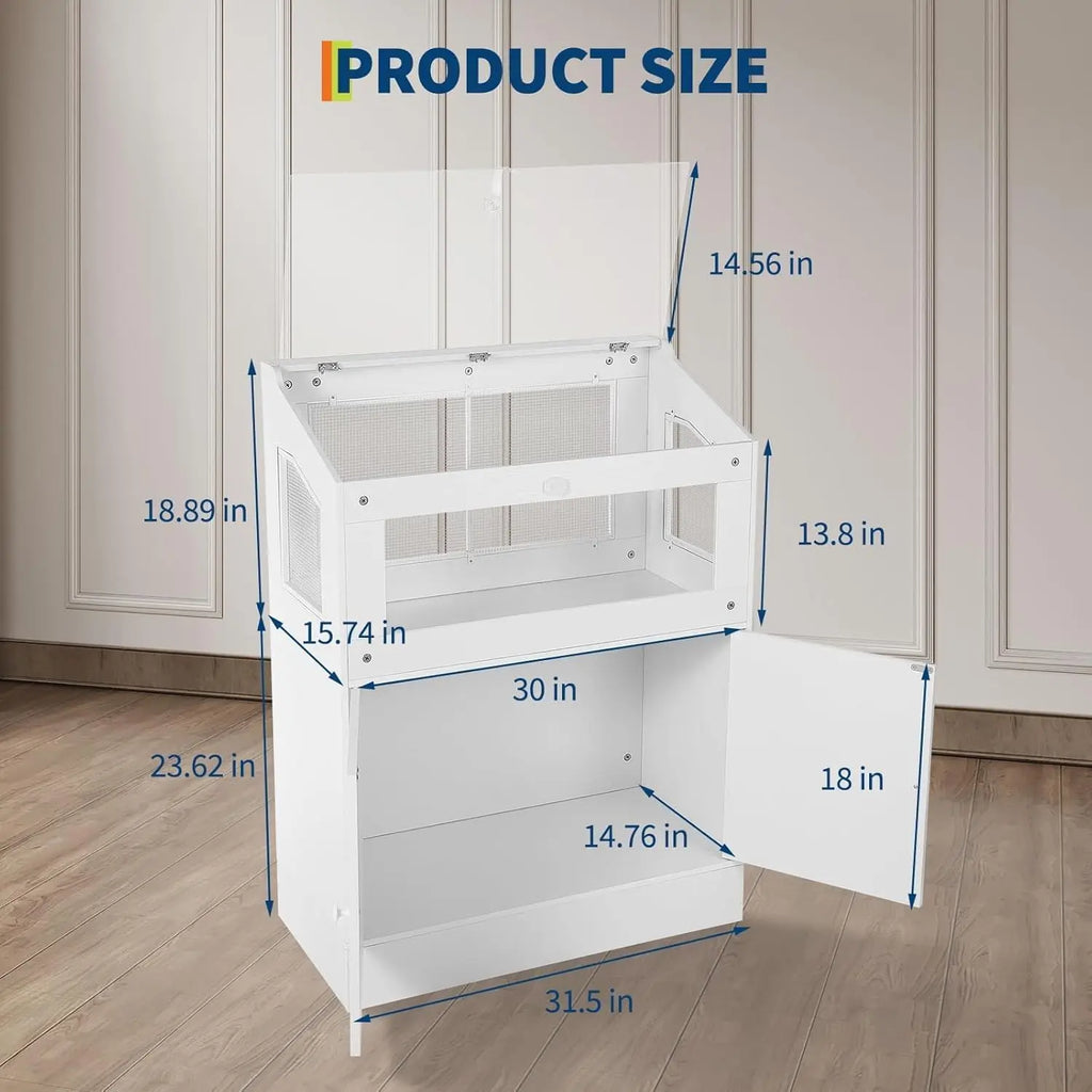 Hamster Cage with Storage Cabinet, Guinea Pig Cage Large  Cage with Easy View Acrylic Panels