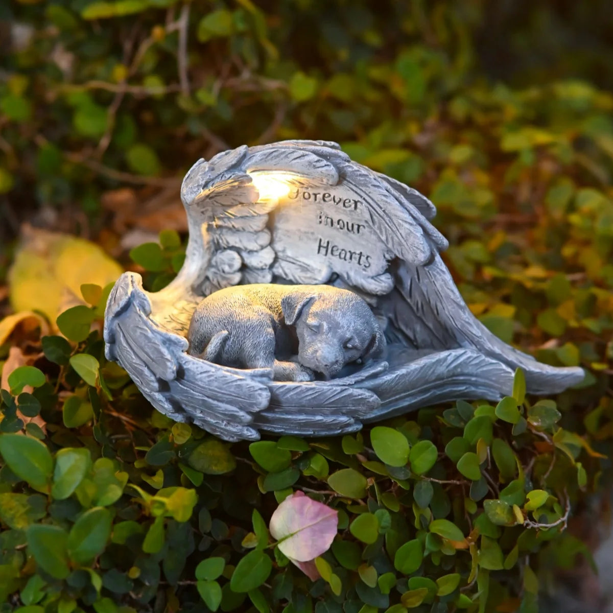 Outdoor Cat Dog Statue Garden Decor Light, Angel Dog Memorial Statue, Outdoor commemorative