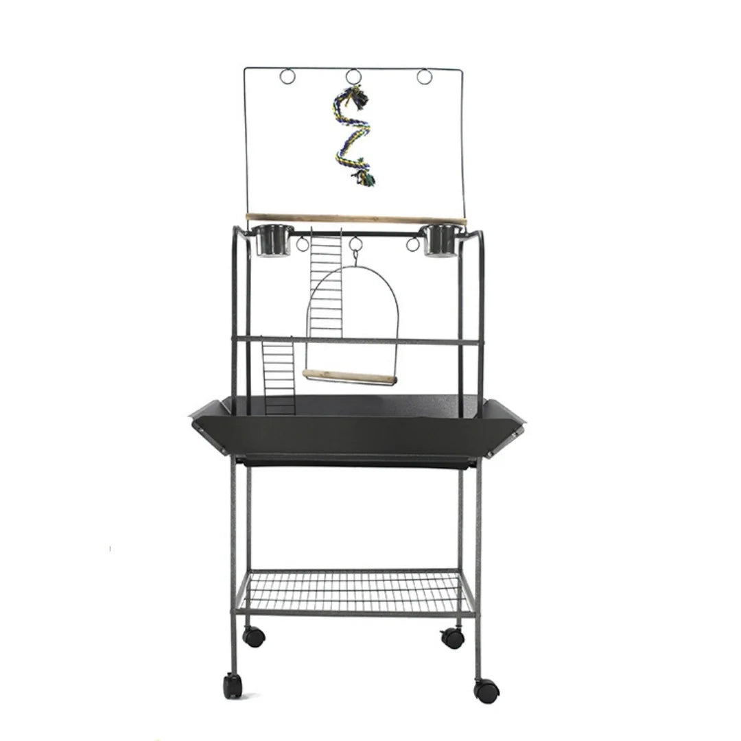 Bird Cage with Wheels, Durable Wrought Iron Parakeet Cage with Slide Out Tray, 62 In Black