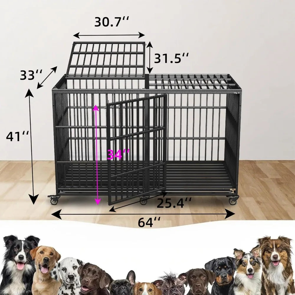 Extra Large Dog Crate for Large Dogs, 64 inches Heavy Duty Dog Crate