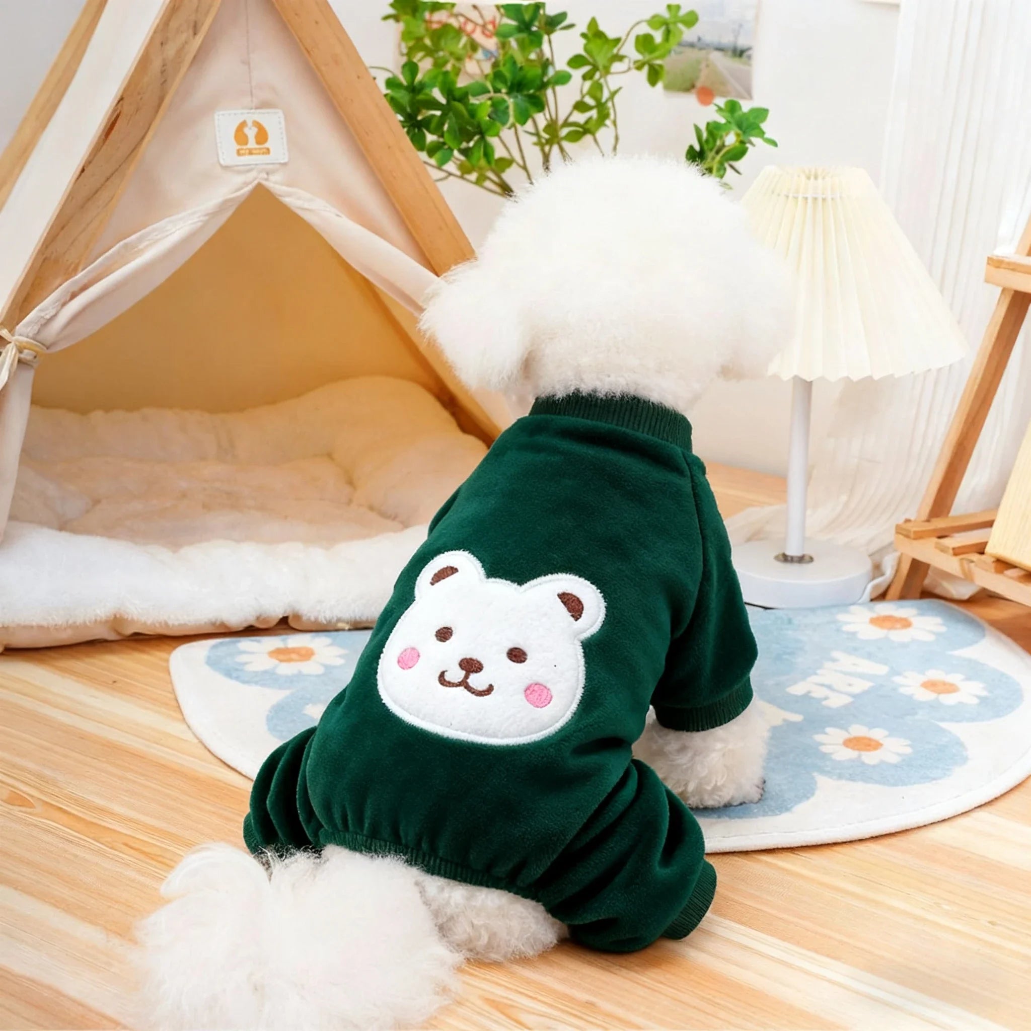 Autumn Winter Pet Dog Soft Fleece Clothes Warm Jumpsuit Coat for Small Medium Large Jacket Sweater with Leash Ring
