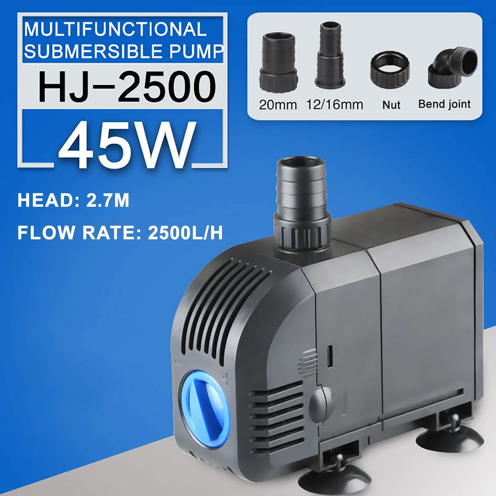 500—3000L/H Intelligent Fish Pond Aquarium Water Pump 220-240V 50Hz Ultra-Quiet Fish Tank Fountain Water Fountain Pump Filter
