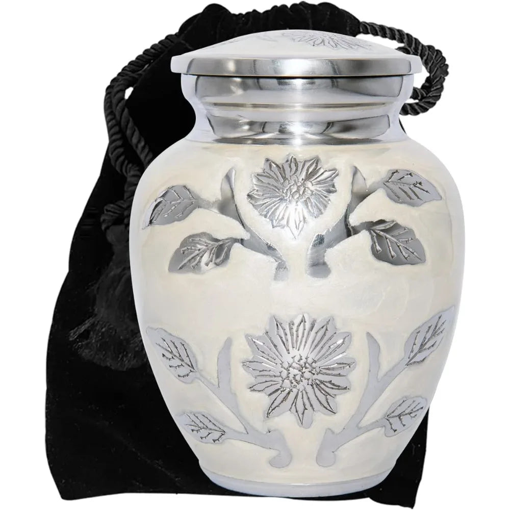 Medium Size Personalized Funeral Urn for Pets or Humans with Velvet Bag and Customization Options