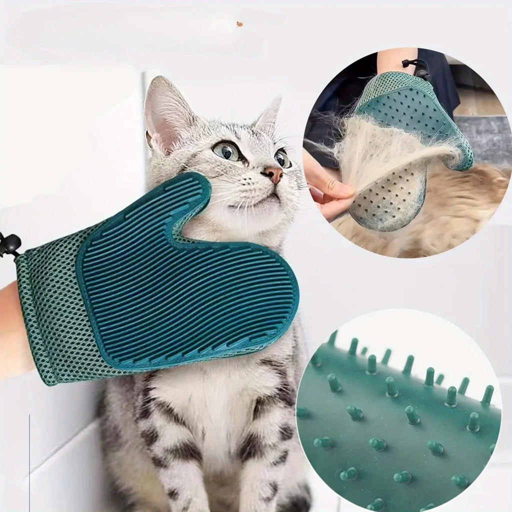 1pc 2 in 1 Cat Hair Glove & Pet Fur Remover Glove, Dog Grooming Glove Brush for Shedding