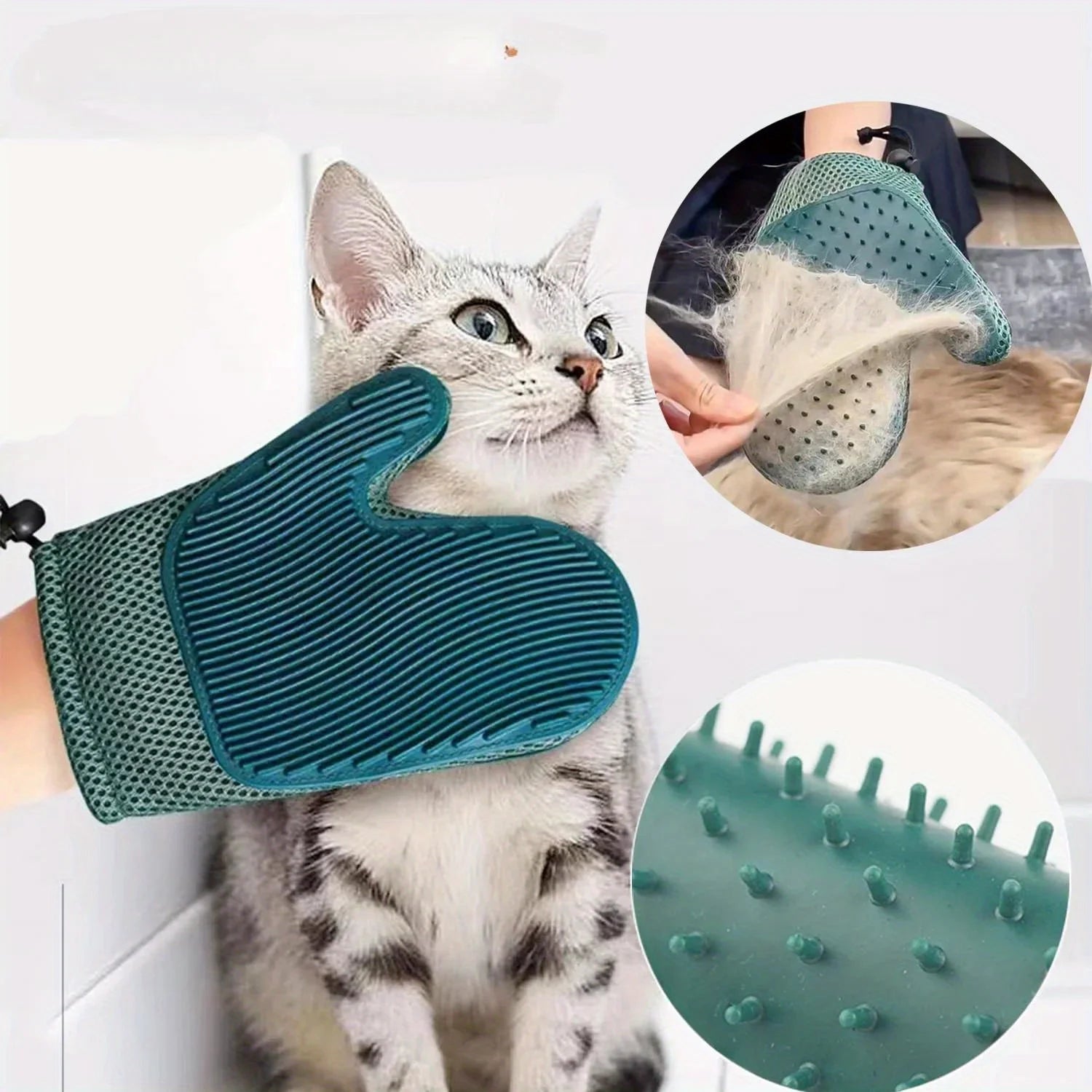 1pc 2 in 1 Cat Hair Glove & Pet Fur Remover Glove, Dog Grooming Glove Brush for Shedding