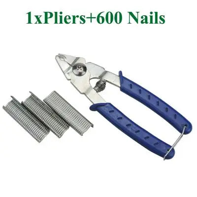 Hog Ring Pliers With 600Pcs Hog Rings M Nails Poultry Chicken Mesh Cage Wire Installation Tools Fences Netting Tags Traps Cage