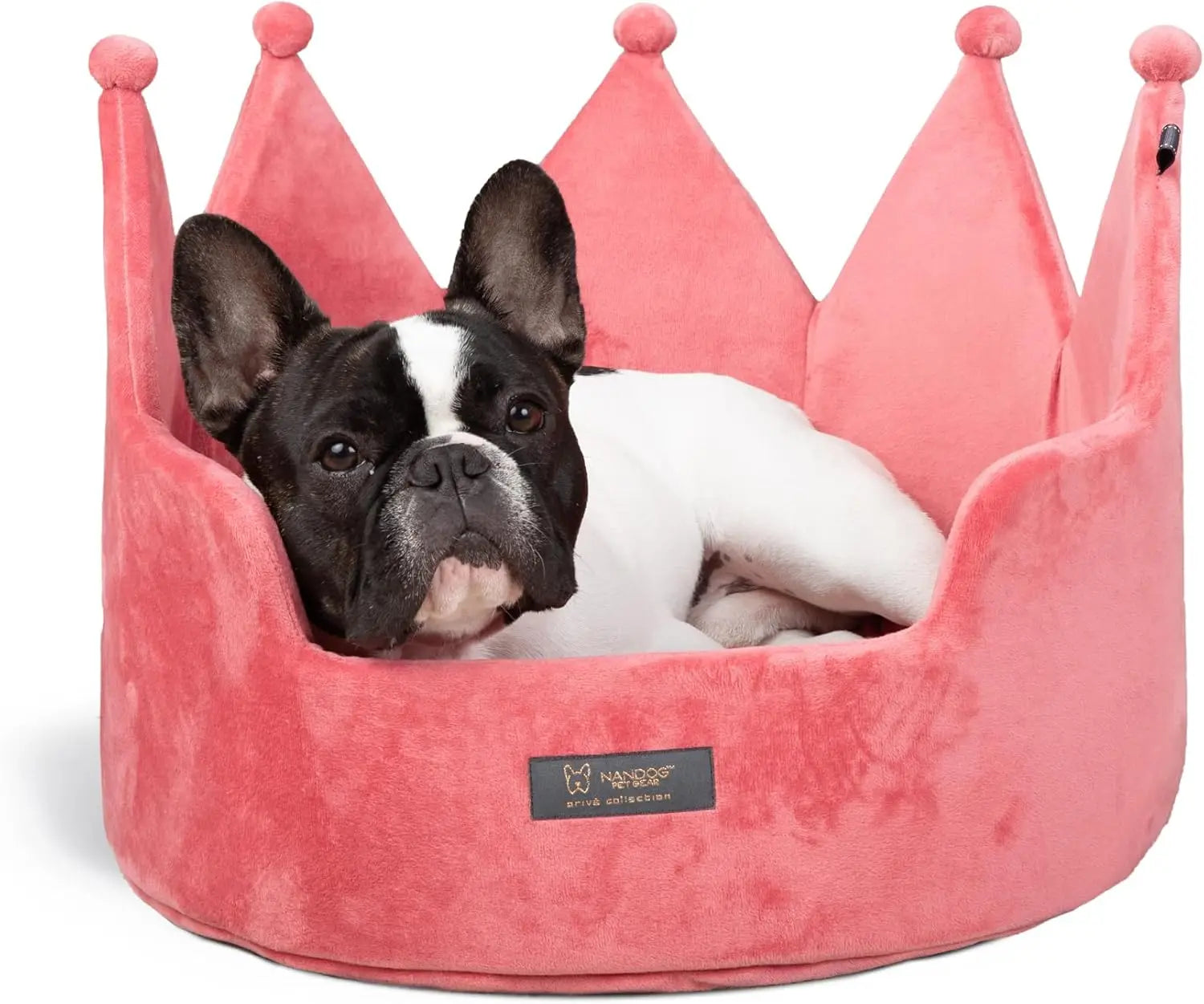 Cozy Crown Pet Bed for Small Dogs & Cats - Soft Plush Round Design, Washable, Pink Medium Size
