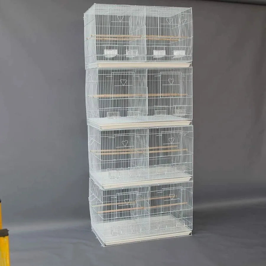 Lot of 4 Breeding Bird Carrier Cages with Dividers for Parakeets and Lovebirds in White Ideal for Safe Transport