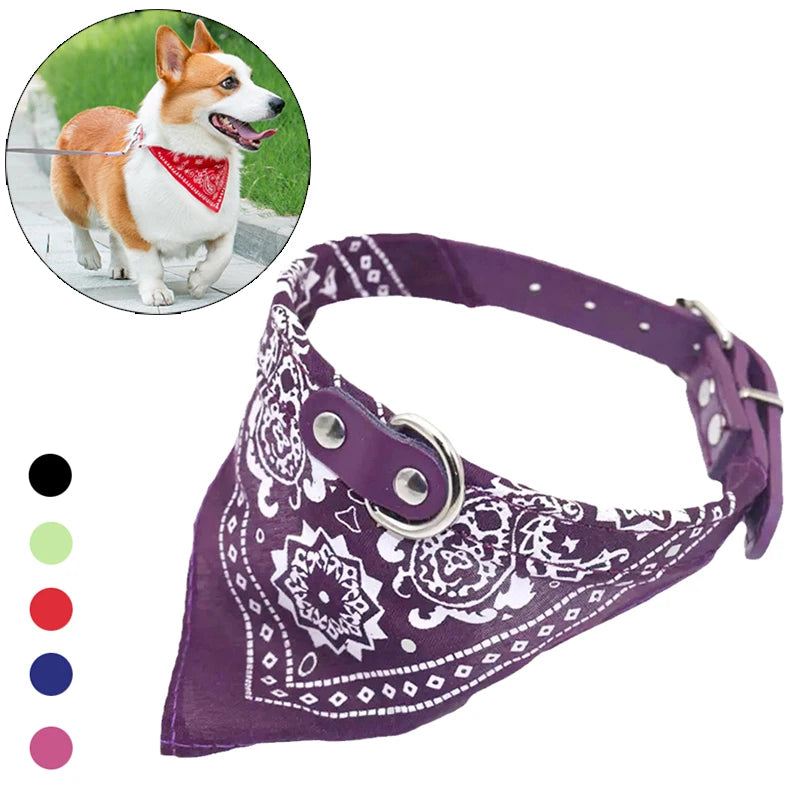 PU Cat Dog Collar with Scarf for Small Medium Dogs Adjustable Collars